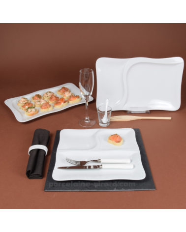 ASSIETTE SAVEUR 2 COMPARTIMENTS 37 X 23CM  /