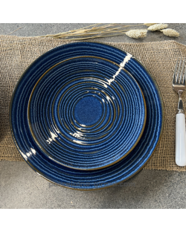 ASSIETTE DESSERT MALO DIAMETRE 21CM DE COULEUR  BLEUE EN GRES//