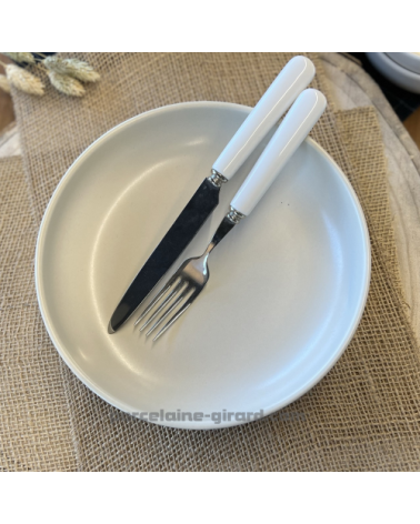 ASSIETTE CALOTTE RITA 22CM DE COULEUR CREME EN GRES/